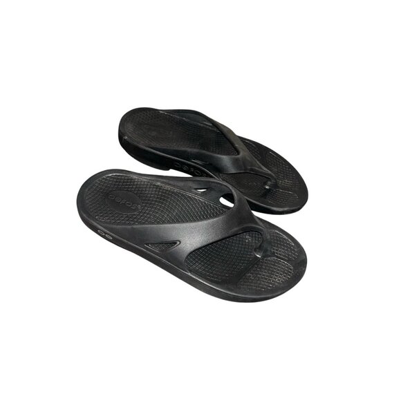 OOFOS Ooriginal Black Recovery Slip On Thong Flip Flop Sandals Men 7 Women 9 - Picture 1 of 7